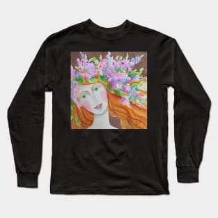 Lilac Crown Watercolor Painting Long Sleeve T-Shirt